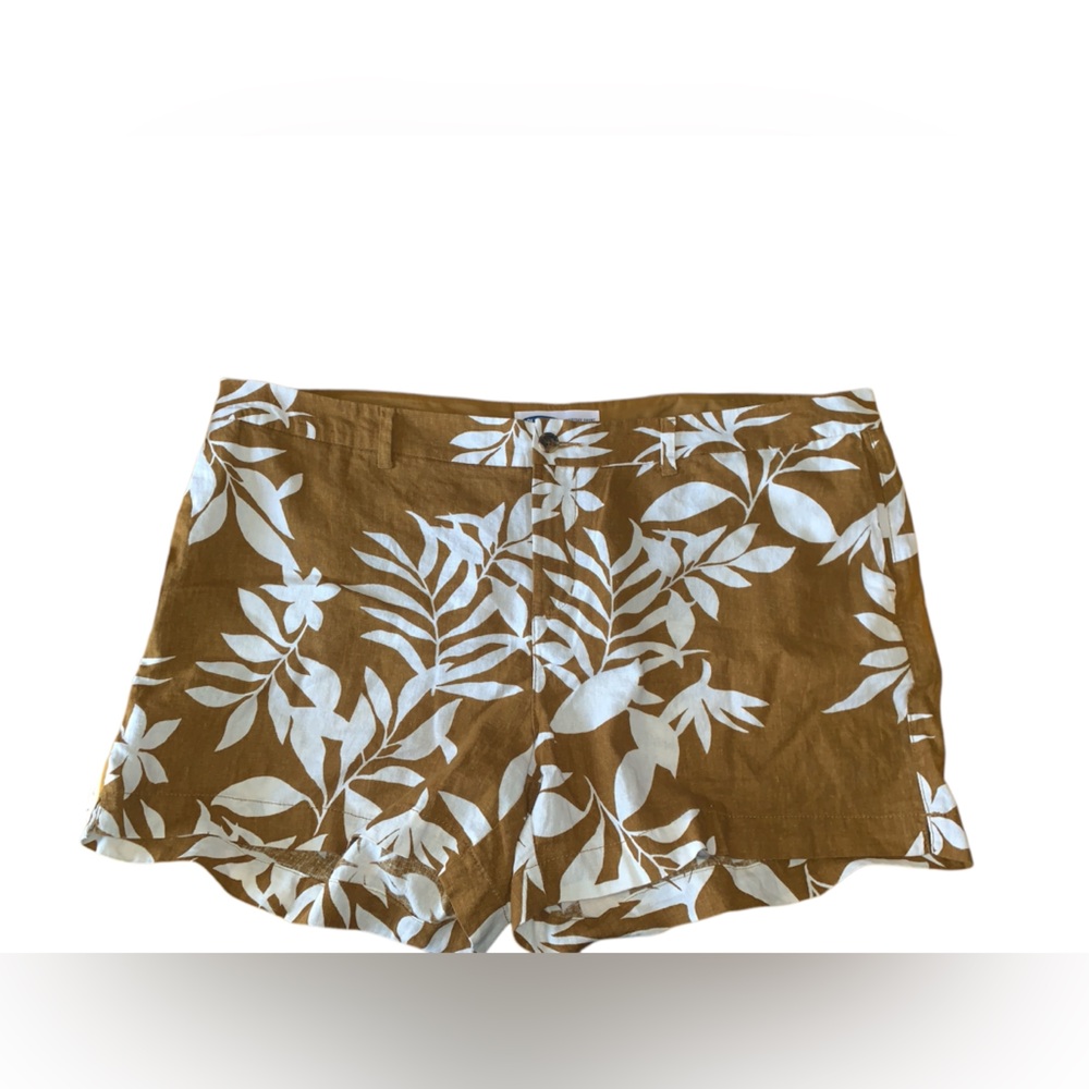 Old Navy Everyday Linen Brown And White Tropical Print 5” Shorts Size 22‎